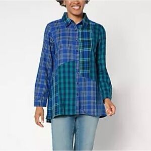 Coldwater Creek Into the Mix Plaid Tunic